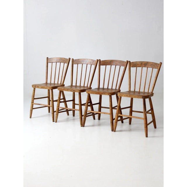 Late 19th Century Antique Stencil Back Dining Chairs Set of 4 For Sale - Image 5 of 12