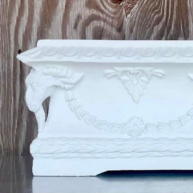 Off-white Vintage Boho Ram’s Head Planter Box For Sale - Image 8 of 15