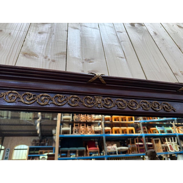Louis XVI Style Mahogany and Gilt Mirror, 1950s For Sale - Image 4 of 9