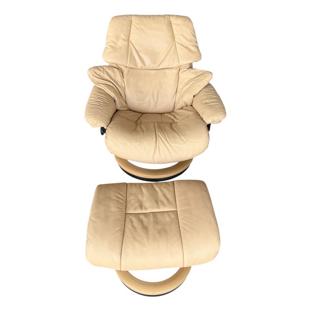 Set of Reno Chair with Ottoman in Leather from Stressless, 2000s For Sale