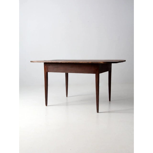 Brown Antique Wooden Plank Top Table For Sale - Image 8 of 13