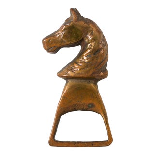 Vintage Solid Brass Horse Head Bottle Opener For Sale