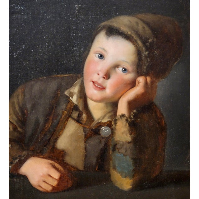 Portrait of a Child Coal Worker -19th Century Victorian Oil Painting For Sale - Image 4 of 9