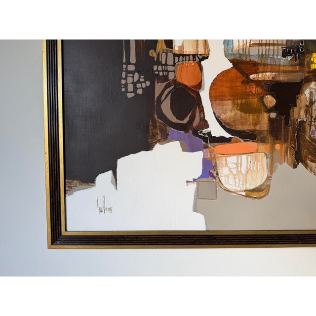 Wood Large- 1970s Vintage Gregory Hawthorne Expressionist Abstract Acrylic on Masonite Painting, Framed For Sale - Image 7 of 13