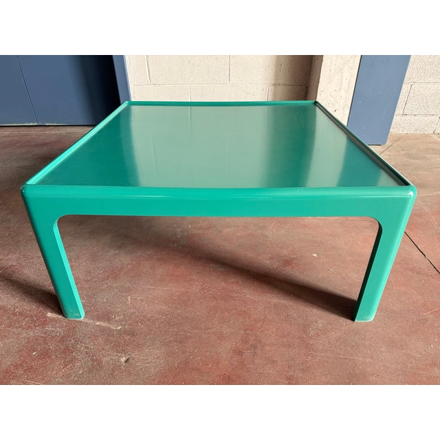 1960s Turquoise Baydur Coffee Table by Peter Ghyczy for Horn Collection, 1960s For Sale - Image 5 of 7
