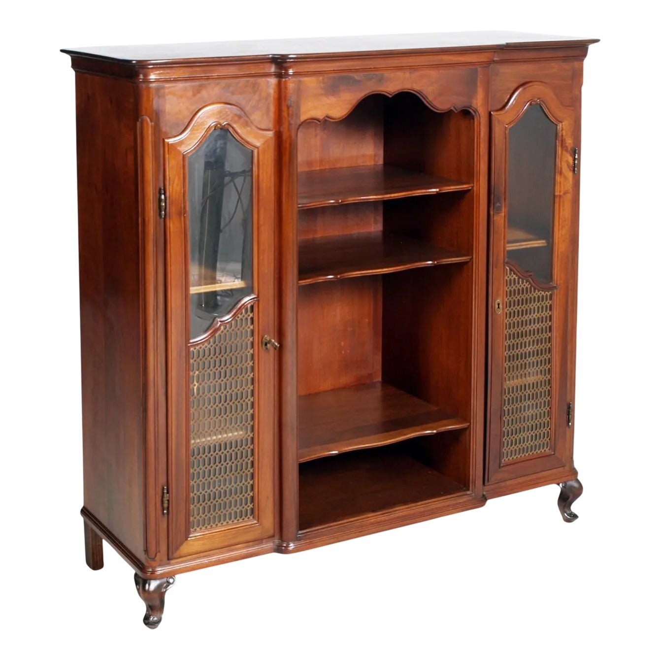 Tuscan Baroque Style Walnut Display Sideboard with Brass Grilles by ...