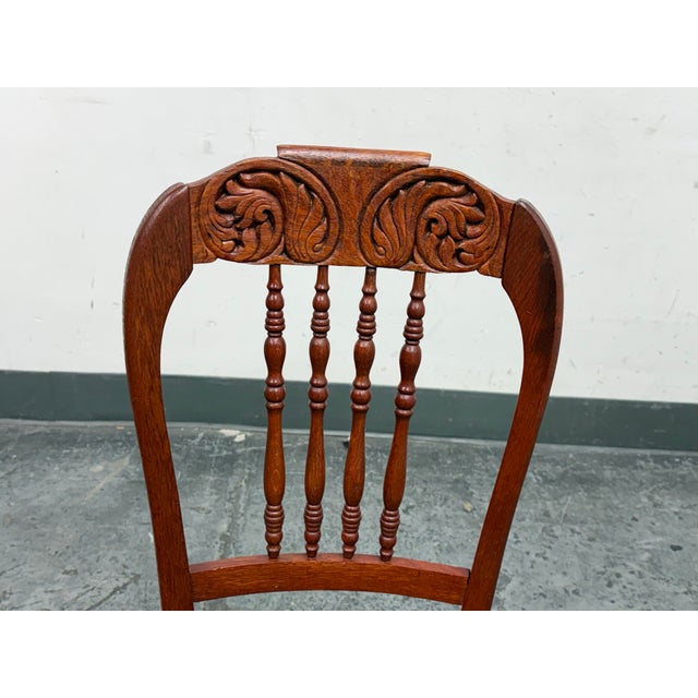 Wood 19th Century Victorian Oak Side Chairs, Pair For Sale - Image 7 of 12