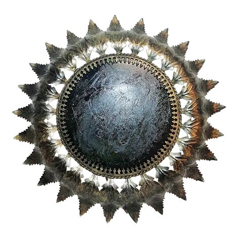 Vintage Metal & Painted Glass Sconce For Sale