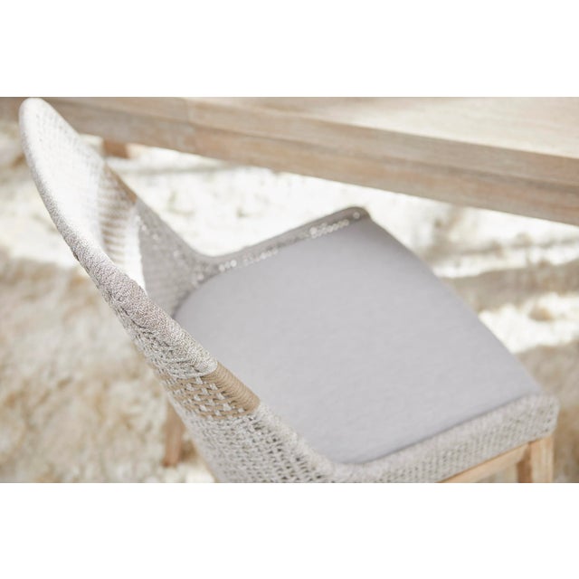 Tapestry Grey Mahogany Dining Chairs, Taupe Stripe & Taupe/White Rope, Set of 2 For Sale - Image 10 of 12