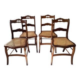 Late 20th Century Antique Victorian Ladder Back Dining Chairs - Set of 4 For Sale