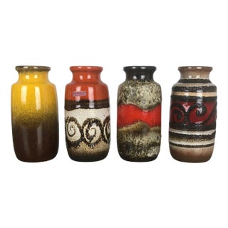 Vintage Fat Lava Pottery 213-20 Vases from Scheurich, Germany, Set of 4 For Sale