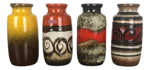 Vintage Fat Lava Pottery 213-20 Vases fromScheurich, Germany, Set of 4