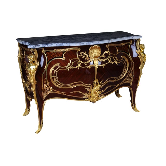 20th Century Chest of Drawers in Oak with Gilt Bronze after Linke For Sale