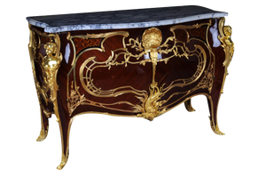 20th Century Chest of Drawers in Oak with Gilt Bronze after Linke