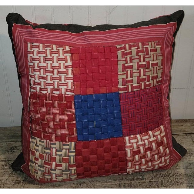 Collection of 19Thc Basket Weave Ticking Pillows -3 For Sale - Image 9 of 10