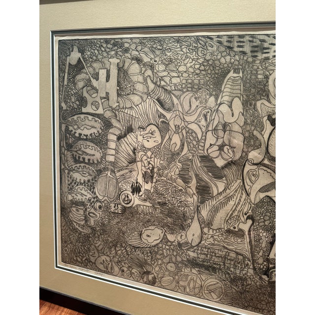 Vintage 1959 Large Original Surrealist Abstract Ink on Paper by Florence C Hopkins -Framed For Sale - Image 4 of 10