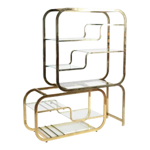 Mid 20th Century Expandable Dia Brass Etagere in the Style of Milo Baughman
