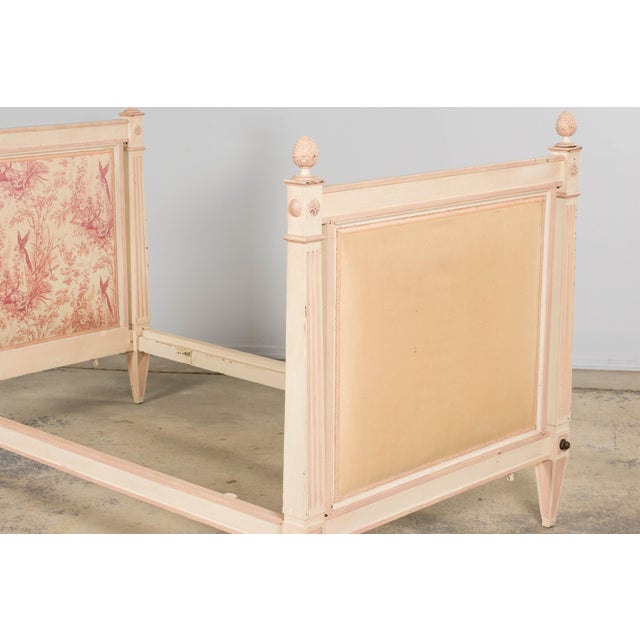 Antique French Louis XVI Style Painted Bed With Toile Panels, 19th Century For Sale - Image 14 of 17