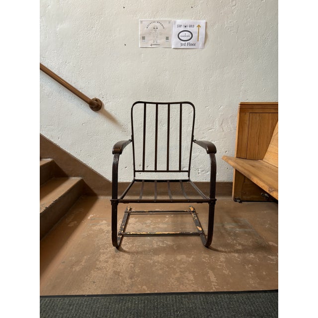 Metal 1930s Art Deco Springer Lounge Chair by Wolfgang Hoffmann for Howell Furniture For Sale - Image 7 of 10
