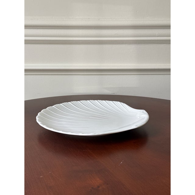 Contemporary Scallop Shell Shaped White Ceramic Plates— Set of Four For Sale - Image 13 of 18