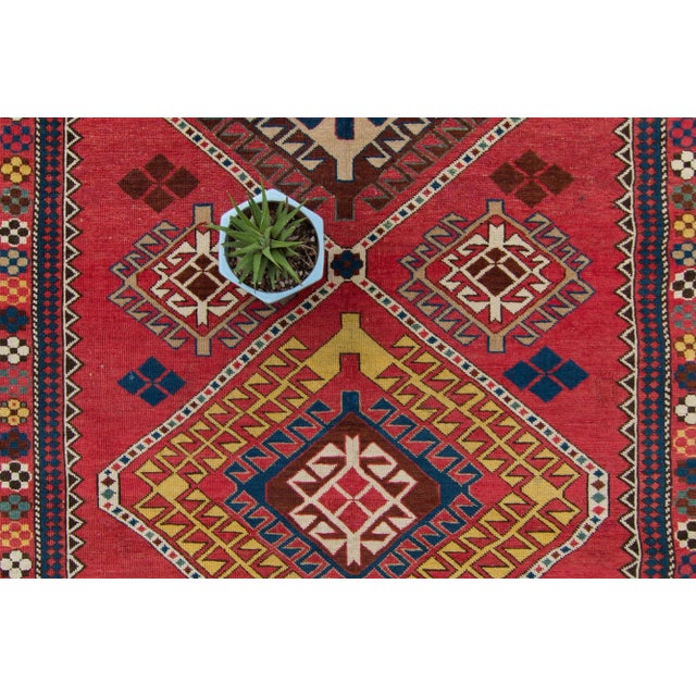 Tribal 1910 Antique Caucasian Kuba Medallion Geometric Wool Hand-Knotted Rugs - 4'6" X 7' For Sale - Image 3 of 10