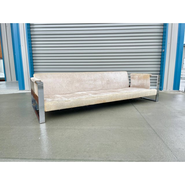1970s Mid Century Modern Chrome Sofa Attributed to Adrian Pearsall for Craft Associates For Sale In Los Angeles - Image 6 of 13
