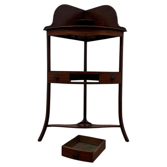 Antique 18th Century English Georgian Mahogany Corner Stand For Sale - Image 3 of 8