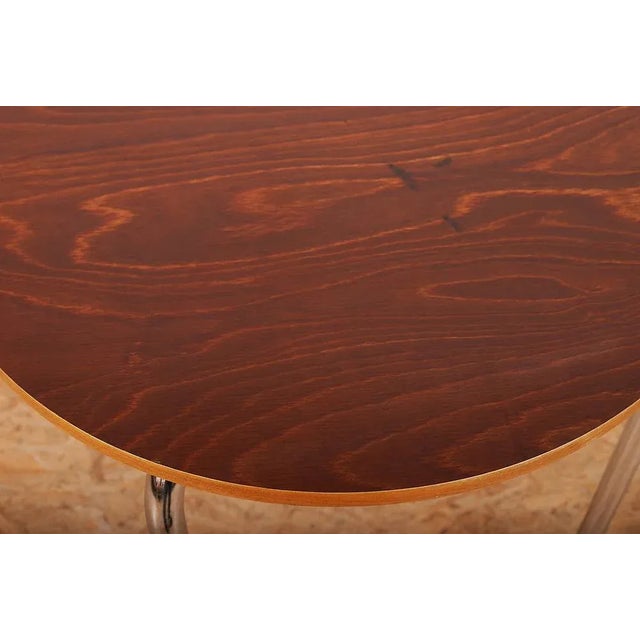 Steel Tube Table in Steel Frame Tube Chrome-Plated, Plate Plywood Stained Dark & Beech Wood Edge For Sale - Image 5 of 11