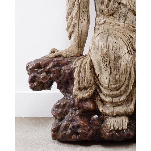 Chinese Qing Style Sculpture Figure of Bodhisattva Guanyin For Sale - Image 17 of 18