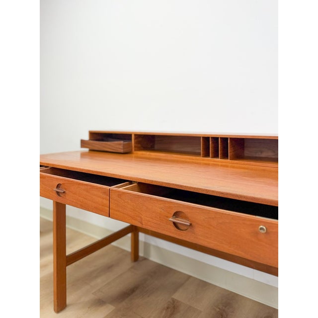 Peter Lovig Nielsen MCM Desk Folding Top Shelving Rare Danish Modern Office Desk For Sale - Image 10 of 16