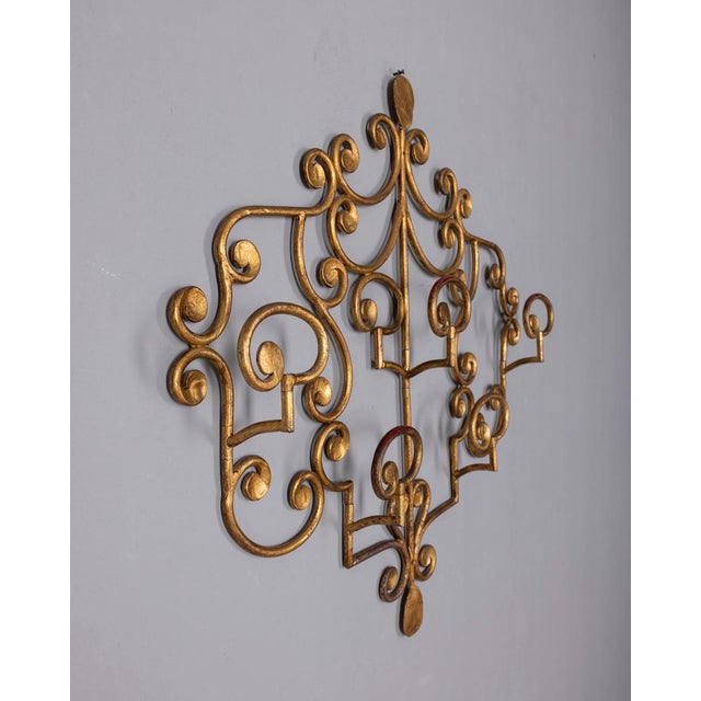 Mid-Century Modern Vintage Italian Wall Coat Rack in Gilt Wrought Iron, 1950s For Sale - Image 3 of 14