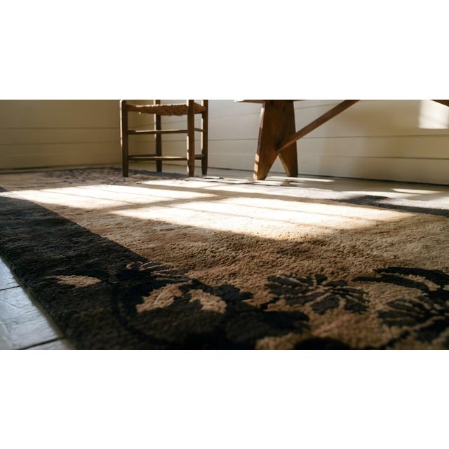 1920s Beige-Brown Floral Modernist Rug Antique Art Deco Runner 2'6'' X 8'10" Carpet For Sale - Image 12 of 12