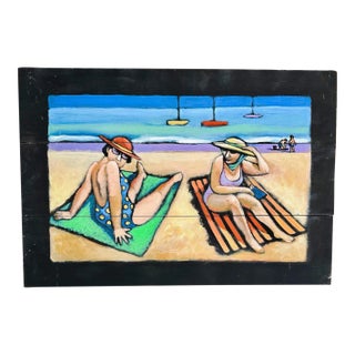 Abstract Impressionist Beach Scene Painting, School of Alfred Chadbourn, American. For Sale