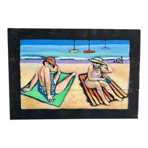 Abstract Impressionist Beach Scene Painting, School of Alfred Chadbourn, American.