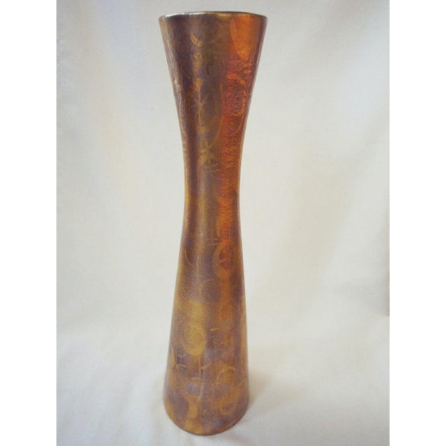 Tall Sascha Brastoff Vase that looks like Weller Lasa. From the highly collectable gold on gold collection. Shades of...