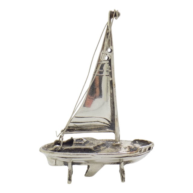 Vintage Italian Handmade Genuine Silver Sailing Ship Figurine, 1980s For Sale
