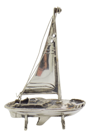 Vintage Italian Handmade Genuine Silver Sailing Ship Figurine, 1980s