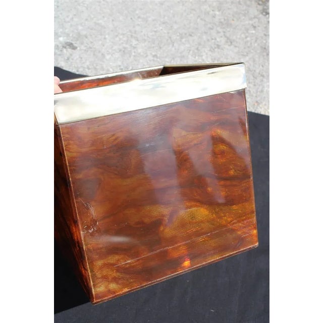 Metal Faux Tortoise and Brass Portable Bar from Dior, Italy, 1970s For Sale - Image 7 of 11