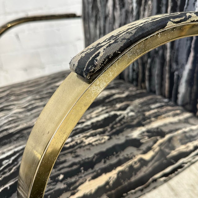 Glass and Brass Dining Set With Four Chairs Knoll Style Flat Bar Milo Baughman For Sale - Image 9 of 11