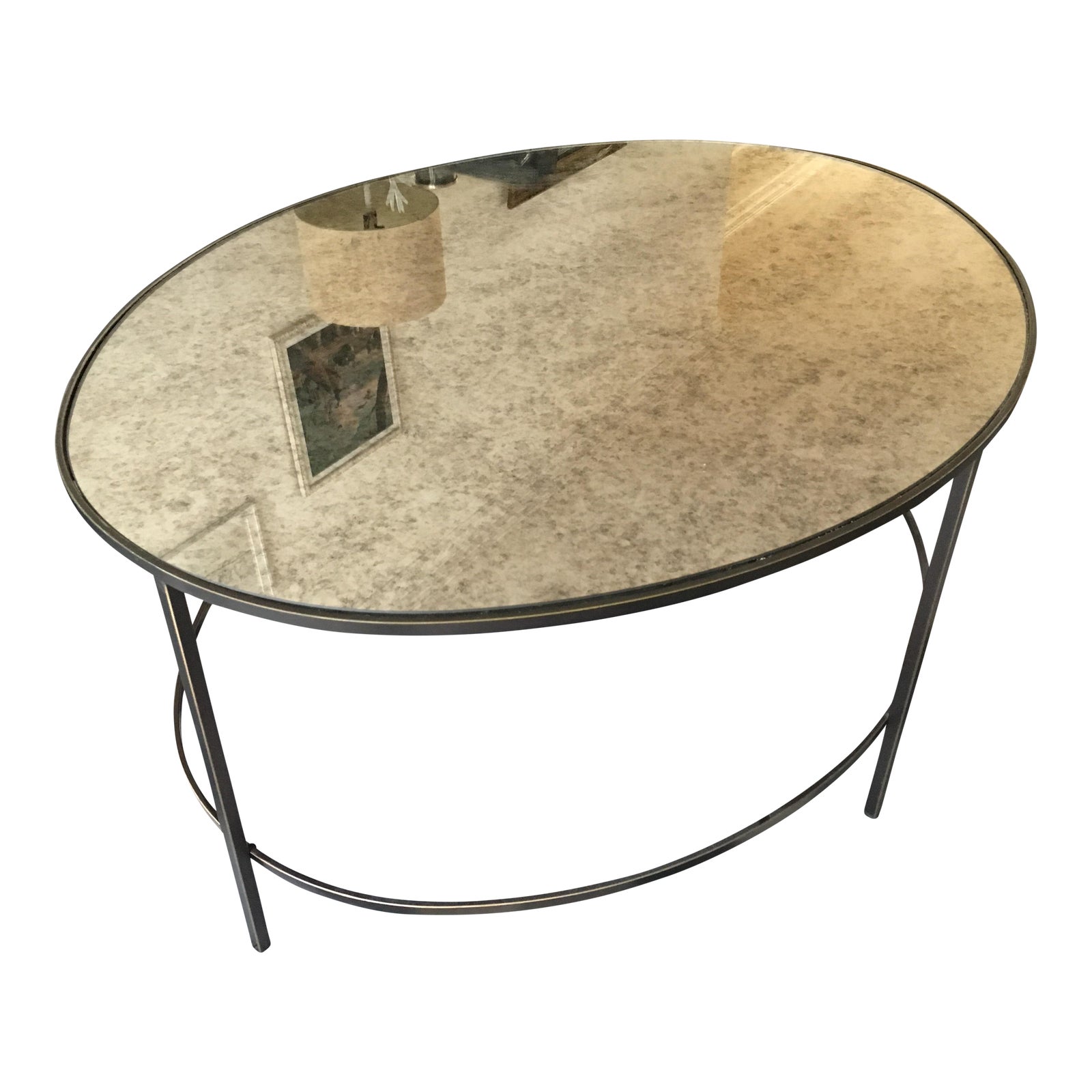 West Elm Foxed Mirror Oval Coffee Table Chairish