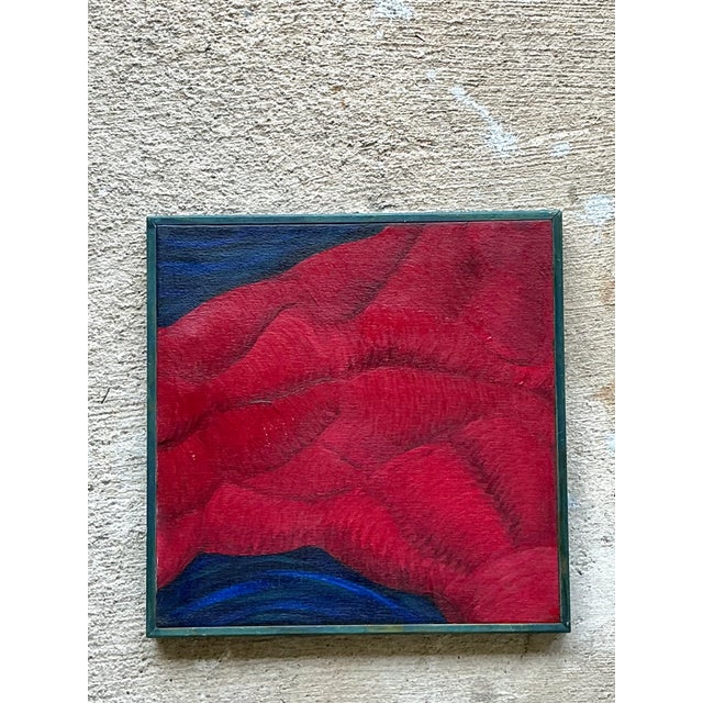 Wood Vintage Framed Abstract Canvas Painting For Sale - Image 7 of 12