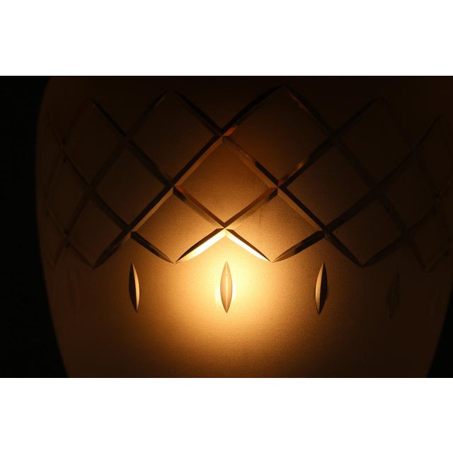 Antique French Teardrop Hall Lantern in Brass with Etched Frosted Glass, 1890s For Sale - Image 9 of 16