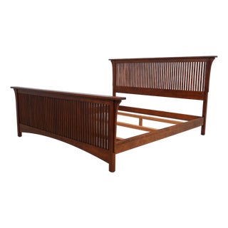 Stickley Cherry Mission King Size Spindle Bed For Sale