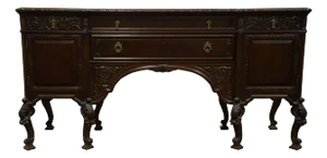 Berkey & Gay Solid Mahogany Gothic Revival Victorian Style 78" Carved Sideboard Buffet