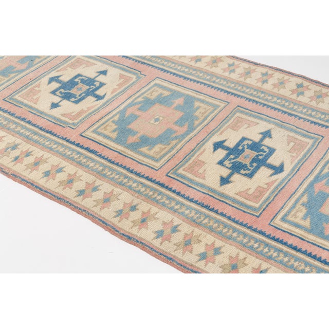 Oushak Vintage Handknotted Wool Runner For Sale - Image 9 of 10