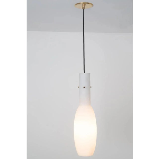 Large 1950s Glass and Brass Suspension Light Attributed to Stilnovo For Sale - Image 11 of 12