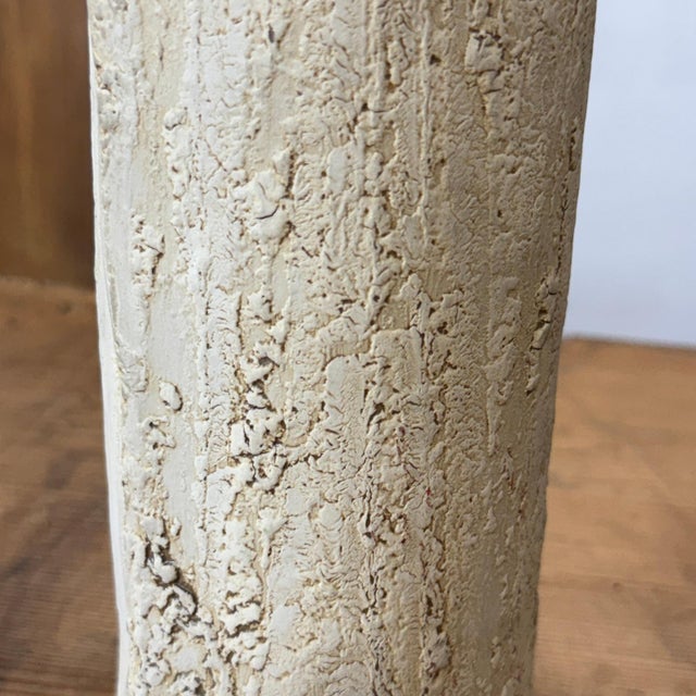 Textured Cylinder Shaped Cream & Ochre Prem Vase For Sale In New York - Image 6 of 9