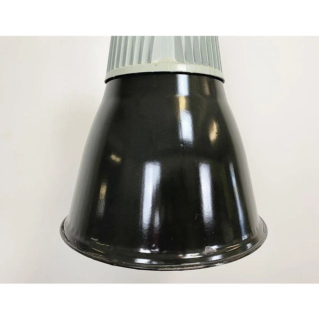 Metal Vintage Black Enamel Industrial Pendant Light, 1960s For Sale - Image 7 of 12