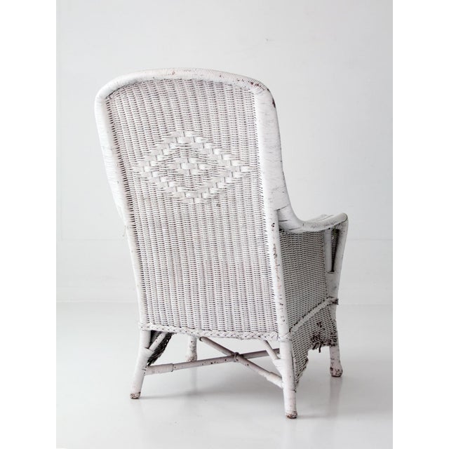 White Antique White Wicker Porch Chair For Sale - Image 8 of 18