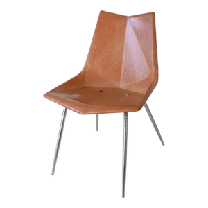 1950s MCM Paul McCobb Orange Fiberglass Origami Chair